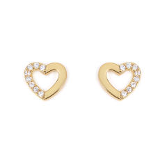 Simple full diamond triangle copper studs earrings