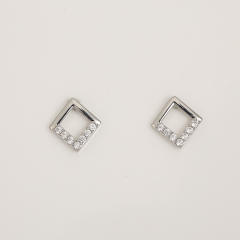Simple full diamond triangle copper studs earrings