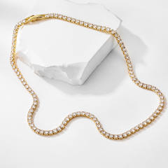 34cm AAA cubic zircon copper tennis necklace choker