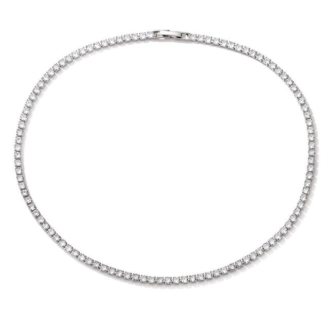 34cm AAA cubic zircon copper tennis necklace choker