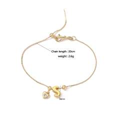 Copper inlaid zirconium love letter initial letter slide bracelet