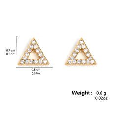 Simple full diamond triangle copper studs earrings