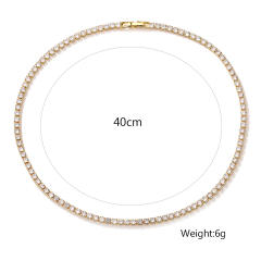 34cm AAA cubic zircon copper tennis necklace choker