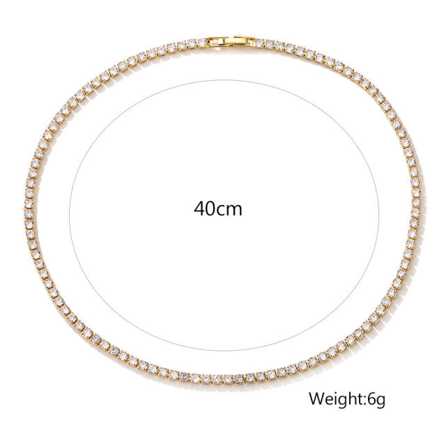 34cm AAA cubic zircon copper tennis necklace choker