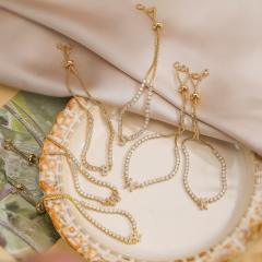 Delicate tennis chain diamond initial ltter slide bracelet copper bracelet