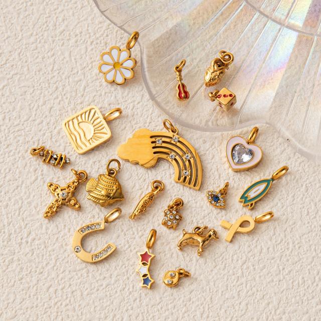 Stainless steel accessories animal rainbow sun exquisite personality trend all-match diy titanium steel pendant jewelry necklace
