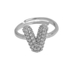 Full diamond bubble letter initial letter copper rings