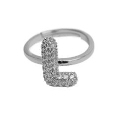 Full diamond bubble letter initial letter copper rings
