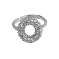 Full diamond bubble letter initial letter copper rings