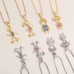 Gold plated copper cute boy girl pendant necklace mother's day gift