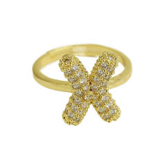 Full diamond bubble letter initial letter copper rings