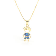 Gold plated copper cute boy girl pendant necklace mother's day gift