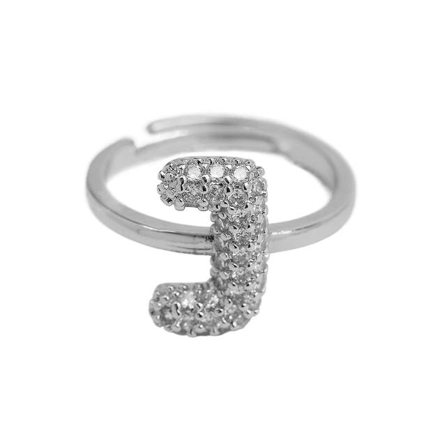 Full diamond bubble letter initial letter copper rings
