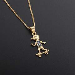Gold plated copper cute boy girl pendant necklace mother's day gift