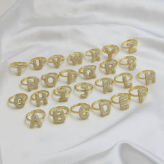 Full diamond bubble letter initial letter copper rings