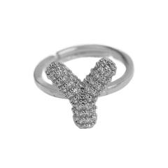 Full diamond bubble letter initial letter copper rings