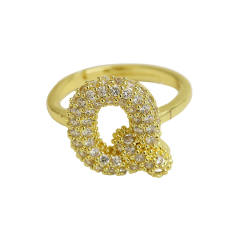 Full diamond bubble letter initial letter copper rings