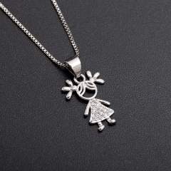 Gold plated copper cute boy girl pendant necklace mother's day gift