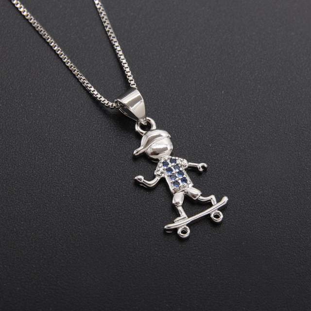 Gold plated copper cute boy girl pendant necklace mother's day gift