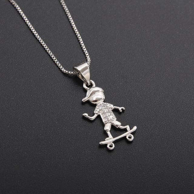 Gold plated copper cute boy girl pendant necklace mother's day gift