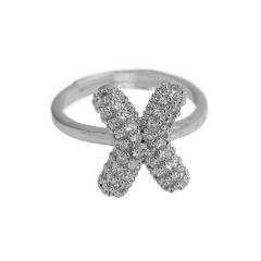 Full diamond bubble letter initial letter copper rings