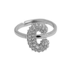 Full diamond bubble letter initial letter copper rings