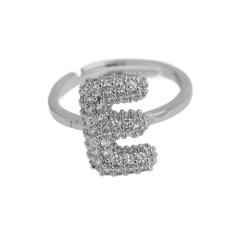 Full diamond bubble letter initial letter copper rings