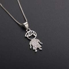 Gold plated copper cute boy girl pendant necklace mother's day gift
