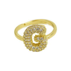 Full diamond bubble letter initial letter copper rings
