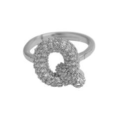 Full diamond bubble letter initial letter copper rings