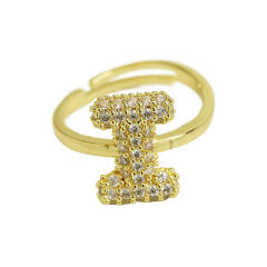 Full diamond bubble letter initial letter copper rings