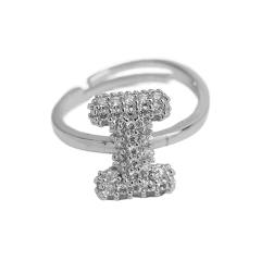 Full diamond bubble letter initial letter copper rings