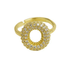 Full diamond bubble letter initial letter copper rings
