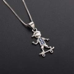 Gold plated copper cute boy girl pendant necklace mother's day gift