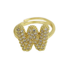 Full diamond bubble letter initial letter copper rings