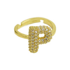 Full diamond bubble letter initial letter copper rings