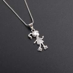 Gold plated copper cute boy girl pendant necklace mother's day gift