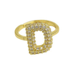 Full diamond bubble letter initial letter copper rings