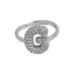 Full diamond bubble letter initial letter copper rings