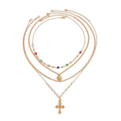 4pcs cross pendant alloy material beach holiday necklace