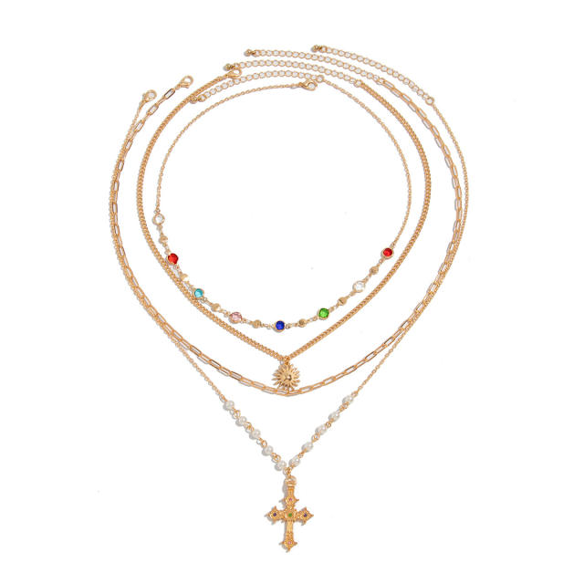 4pcs cross pendant alloy material beach holiday necklace