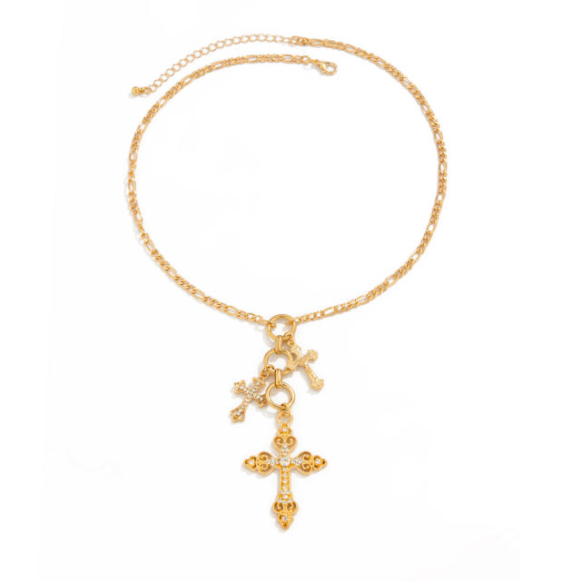 Fashion cross pendant alloy necklace