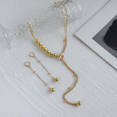 Concise CCB bead toggle chain necklace earrings set
