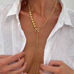 Concise CCB bead toggle chain necklace earrings set