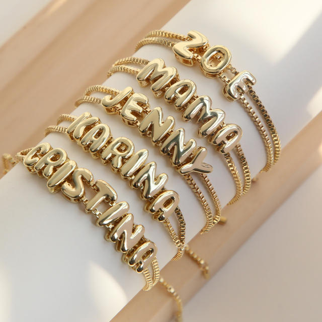 18KG copper bubble letter initial letter DIY Bracelet