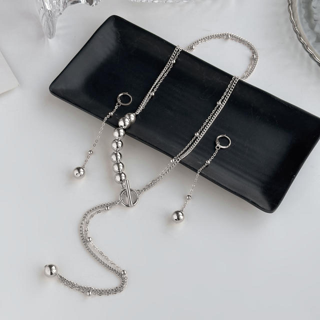 Concise CCB bead toggle chain necklace earrings set