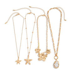 Holiday ocean series starfish flower pendant layer necklace