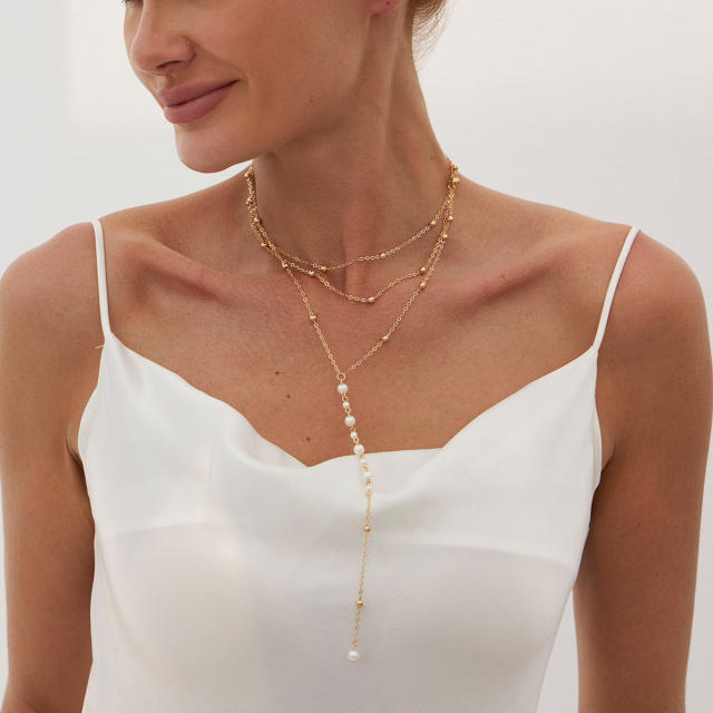 Fashion thin chain Y shape alloy necklace layer necklace