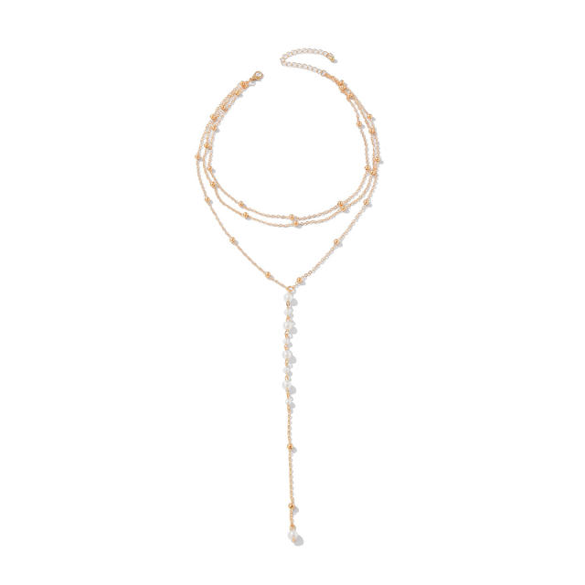 Fashion thin chain Y shape alloy necklace layer necklace