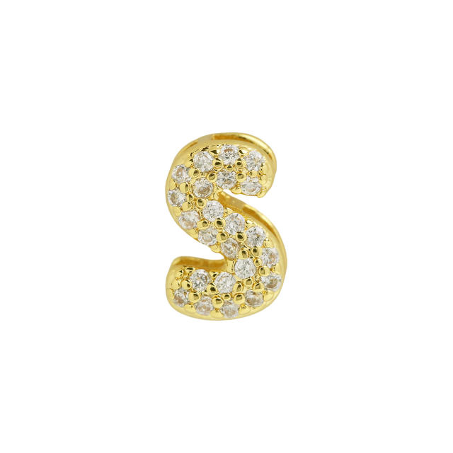 Hot sale diamond bubble letter initial letter DIY copper bracelet